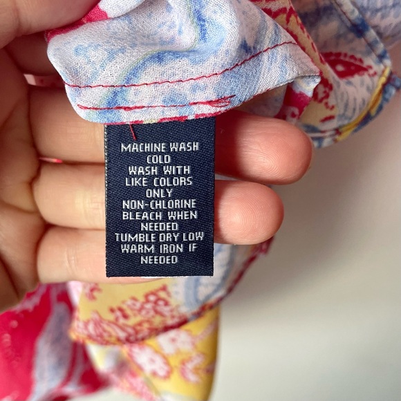 Chaps Multi Color Paisley Print Scoop Neck Blouse Top ~ Size Medium - Picture 7 of 16